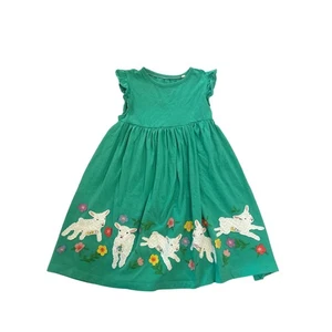 Mädchen Kinder 7-8 Jahre Mini Boden Erbsengrün Schaf Rüschenärmel Applikation Kleid Lamm - Bild 1 von 5