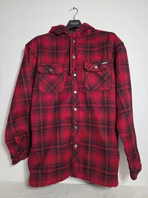 Dickies Red Plaid Mens XL 46-48 Jacket Coat Hooded Fleece Lined Snap Front - Image 1 of 4