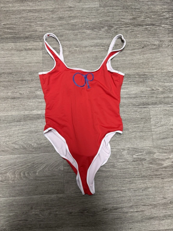 Traje de baño Ocean Pacific OP rojo de una pieza logotipo Y2K traje de baño playa piscina Foto 1 de 2