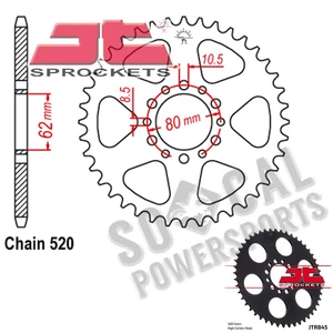 JT Sprockets Steel Rear Sprocket 520 Pitch 43 Tooth Yamaha SRX 250 (1987) - Picture 1 of 2