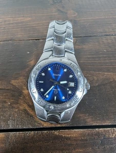 Bulova Marine Star Watch Men's 37mm Blue Dial Silver Tone Date 96B49 - Picture 1 of 6