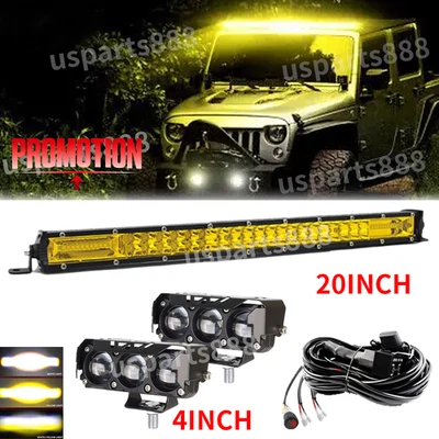 Combo de barra de luz de trabalho LED 20" + cápsulas de 4" + kit de fio compatível com Toyota 4Runner Tacoma RAV4 - Imagem 1 de 4