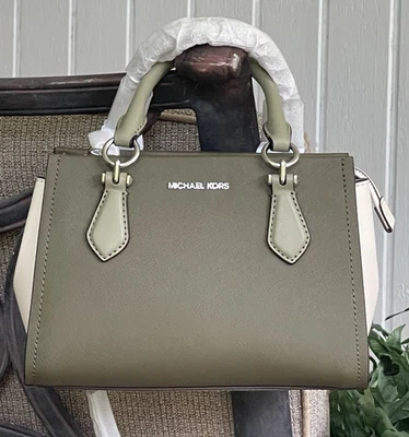 MICHAEL KORS MARILYN SMALL MESSENGER SATCHEL CROSSBODY BAG MK OLIVE GREEN CREAM - Image 1 of 4