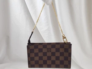 Bolso sin asas Louis Vuitton accesorio cadena cubo marrón Damier Pochette LV - Imagen 1 de 24