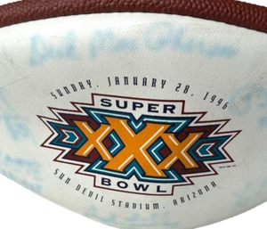 SUPER BOWL XXX AUTOGRAPHED FOOTBALL, HALL OF FAME SIGNATURES COWBOYS vs STEELERS - Picture 1 of 12