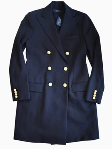 Abito blazer giacca doppiopetto lana blu navy POLO RALPH LAUREN US-6 nuovo - Foto 1 di 16