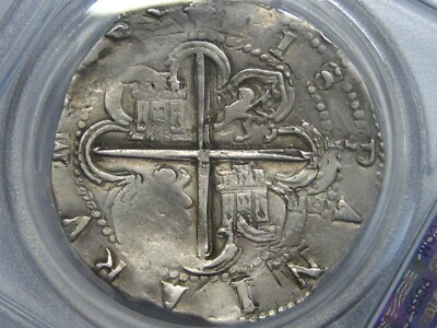 1556-88 PHILIP II 8 REAL COB PCGS XF SEVILLA ASSAYER D SILVER COLONIAL ERA 1500s - Image 1 of 4