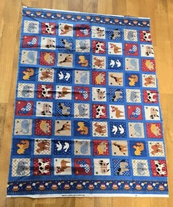 1995 Fabric Traditions Vtg Noah's Ark Animals Patchwork  Border 44" x 32" - 5346 - Picture 1 of 3