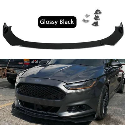 For Ford Fusion Front Bumper Lip Spoiler Splitter Body Kit Glossy Black Strut R+ Foto 1 de 4