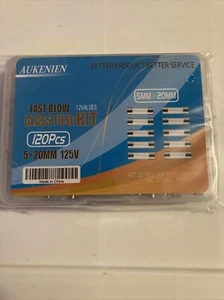 AUKENIEN Fast Blow Glassicherungen Kit 12 Werte 120 Stück 5x20 mm, Neu Versiegelter Karton - Bild 1 von 2
