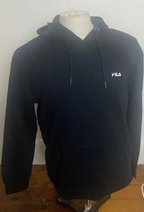 Fila Men's Unisex Long Sleeve Hooded Top Black with Logo Size M RRP$80 New - Picture 1 of 5