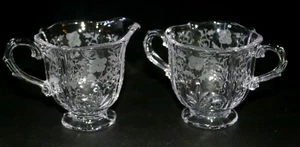 Fostoria CHINTZ Etched Crystal Creamer & Sugar Bowl 2pc. Vintage Set - Bild 1 von 11