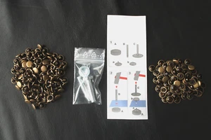 Ledernieten, Hohlnieten 9 mm Durchmesser mit Werkzeug und Anleitung Brüniert - Bild 1 von 5