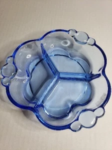 Duncan & Miller 1940s Vintage Tiffin Franciscan Cobalt Blue 3 Pt Relish Dish - Picture 1 of 6