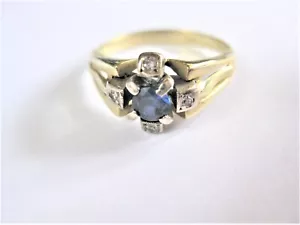 Anillo De Oro 585 Con Zafiro Y Diamantes, 3,55 g - Imagen 1 de 3