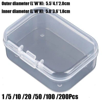 1-200x Transparent Small Plastic Multipurpose Display Case Box Collect Jewelry - Image 1 of 4