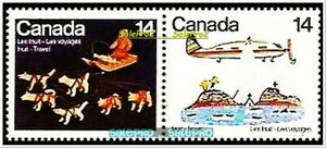 CANADA 1978 CANADIAN INUIT TRAVEL PLANE SLED DOG FV FACE 28 CENT MNH STAMP SET - Picture 1 of 5
