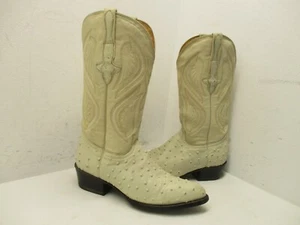 Botas de Vaquero El General Cuero Crema Avestruz Repujado Para Hombre Talla 8.5 - Imagen 1 de 12