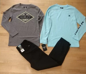 New! Boy's HURLEY 3pc Long Sleeve Tees and Pants Outfit Size Small 7/8 - Picture 1 of 5
