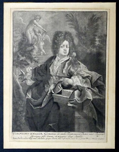 Antiker PIETER PETER SCHENK Mezzotinta Kupferstich des Malers SIR GODFREY KNELLER - Bild 1 von 7