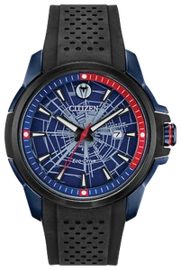 Citizen Eco-Drive AW1156-01W Spider-Man Marvel Black Rubber Solar Men's Watch - Picture 1 of 5