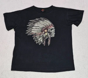 Camiseta Hot Leathers War Chief Para Hombre Grande Negra Manga Corta Motociclista Kansas City - Imagen 1 de 4