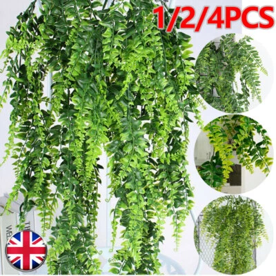 4x Artificial Plant Hanging Fake Macrame In Pots Fern Succulent Large Plants Set - Image 1 of 4