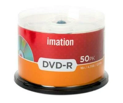 200 x Imation DVD-R 16X 4.7GB full hub inkjet Printable DVD - R Blank Discs - Image 1 of 4