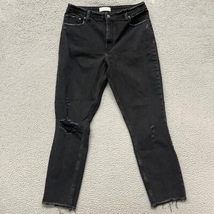 Pantalones de mezclilla Abercrombie Fitch Curve para mujer 31/12L negros ajustados tiro alto desgastados - Imagen 1 de 13