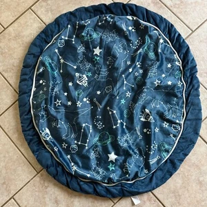 Manhattan Kids Baby Ultra Plush Navy Blue Play-mat Space Dinosaur 35" Round - Picture 1 of 5
