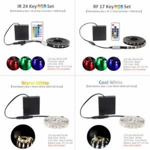 LED Strip Battery Operated Dimmable Waterproof RGB 5V SMD 5050 RF Remote Control - Picture 1 of 15