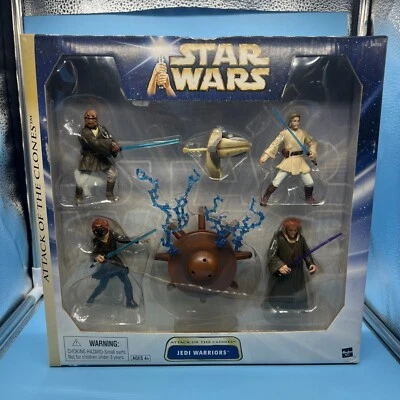 JUEGO FIGURA HASBRO 2003 STAR WARS ATAQUE DE LOS CLONES GUERREROS JEDI SIN USAR, EN CAJA Foto 1 de 4