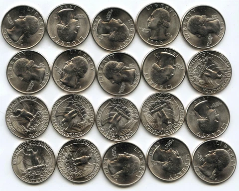 1990-D Washington Quarters $10 Coin Roll BU Uncirculated - Denver Mint - B586 Cover