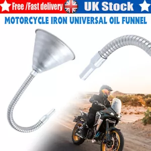 Car Motorcycle Flexible Spout Filter Gas Oil Water Fuel Funnel With Pipe Iron UK - Picture 1 of 12