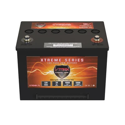VMAX XTR34R 75ah Deep Cycle AGM Battery for Trolling Motors 18-50Lb Thrust - Image 1 of 4