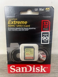 Genuine SanDisk 32GB Extreme SDHC UHS-I Memory Card - Class 10 - 90 MB/s - Picture 1 of 1