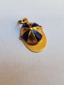Vintage 18K Yellow Gold, Baseball, Jockey Hat Enameled Charm - Picture 1 of 4