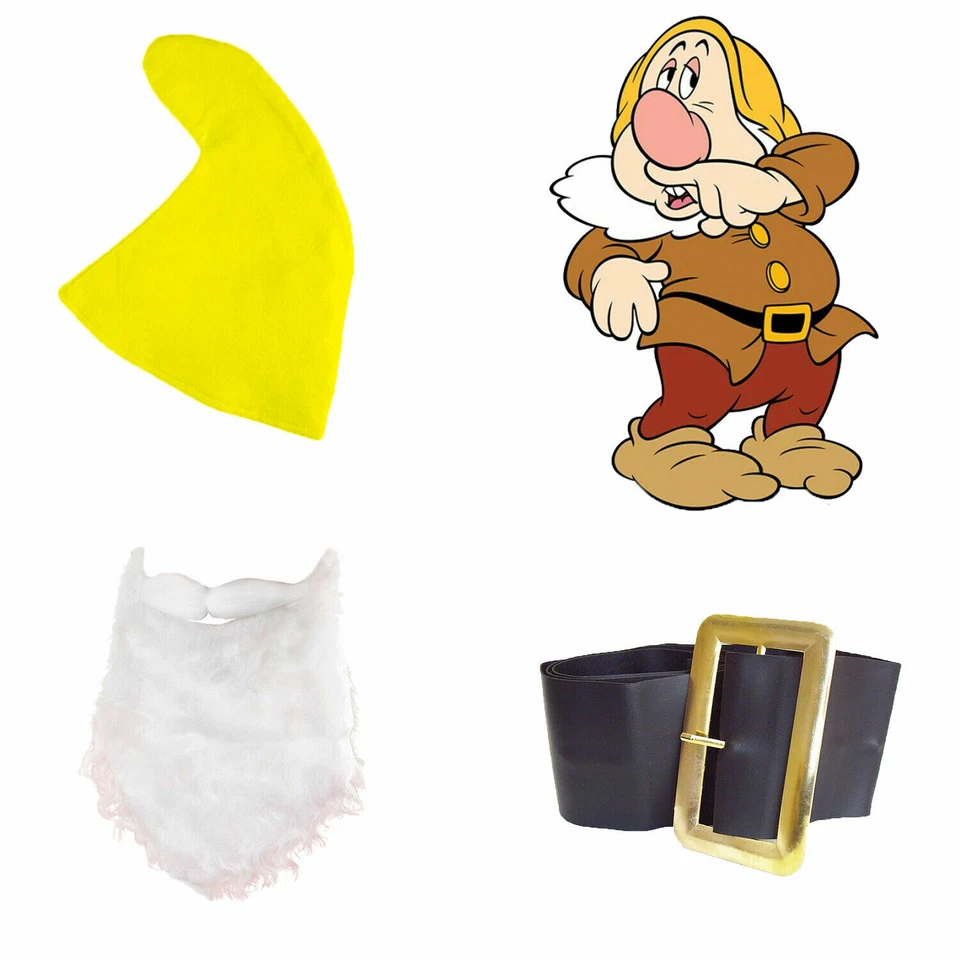 JOKESHOP.COM Sneezy Set - Snow White Seven Dwarfs Fancy Dress Hat Beard Belt Costume Cartoon