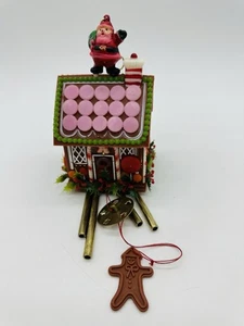 Vintage Christmas Ornament Plastic Gingerbread House Santa Chime - Picture 1 of 8