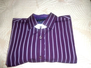 Report Collection Men’s Dress Shirt Geometric Sz 2XL Purple Striped 100% Cotton - Picture 1 of 6