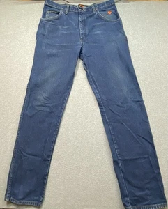 Wrangler FR Jeans Mens Sz 36x36 Workwear Relaxed Fit Denim Distressed Cowboy Cut - Picture 1 of 12