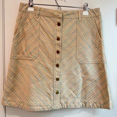 Pilcro and the Letterpress Skirt A-Line Striped Button Front Pockets Casual 14 - Image 1 of 4