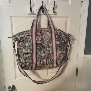 CATH KIDSTON LONDON RIESENRAD MOTIV DURCHGEHENDER REISSVERSCHLUSS BEUTELTASCHE BESCHICHTETE BAUMWOLLE TASCHE GROß - Bild 1 von 14