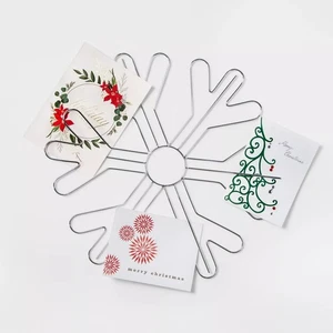 Snowflake Wall Mount Frame Greeting Card Holder 4x6" Photo Display Chrome Xmas - Picture 1 of 1