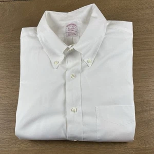 Camicia Brooks Brothers uomo 3XL 17,5 33 bianca vestibilità originale cotone americano OCBD - Foto 1 di 8