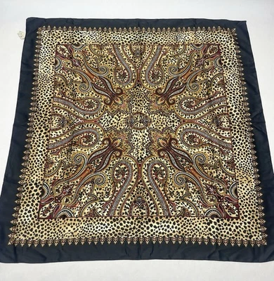 Kathie Lee Paisley 豹纹围巾 头发 包裹 异国情调 意大利 34 英寸 x 34 英寸 — 第 1/4 张图片