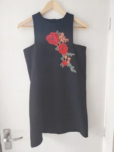Boohoo Black Dress With Embroidery Size 10 - Picture 1 of 4