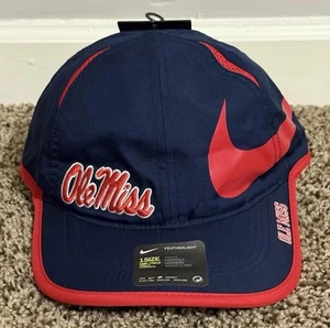 Nike Dri-Fit Ole Miss Rebels Featherlight Azul Marino Rojo Correr Gorra Ajustable - Imagen 1 de 7