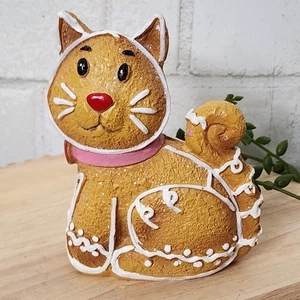 Christmas Cookie Gingerbread Cat Resin Figurine Tabletop Decor 4.5" x 4" NEW - Picture 1 of 5