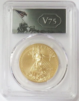 2020 W V75 LABEL BURNISHED $50 GOLD AMERICAN EAGLE 1oz PCGS SP 70 FIRST STRIKE - Image 1 of 2